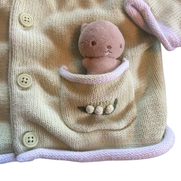 Gymboree Sweet Pea Embroidered Attached Squirrel Plush Cardigan 6-12 Months - Picture 3 of 8